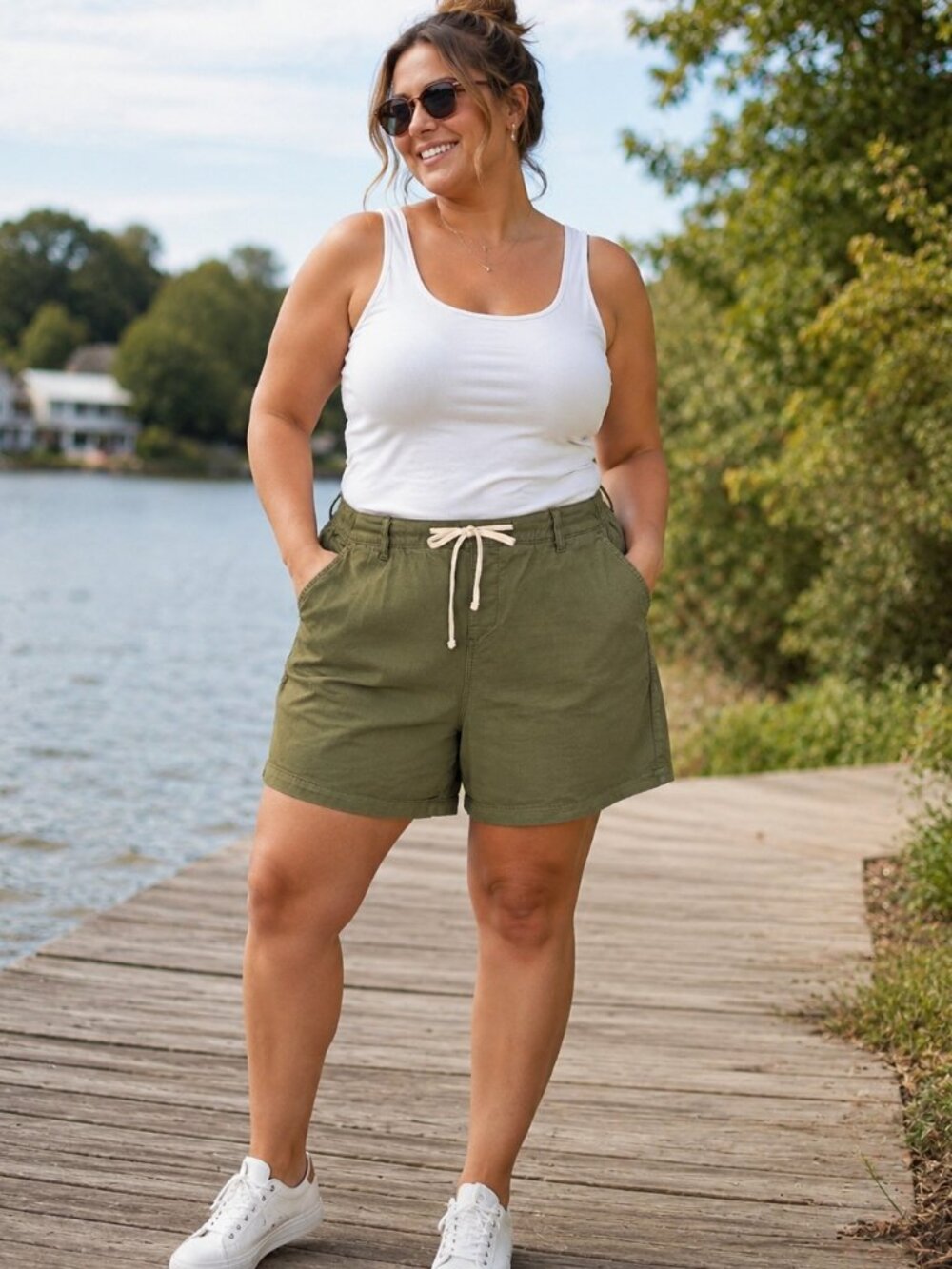 Torrid Olive Green Drawstring Utility Shorts Size 3X
